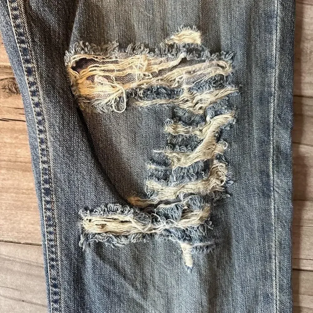 Levi's Distressed Jeans Mens Size 33x32 Blue Medium Wash Straight Leg Denim